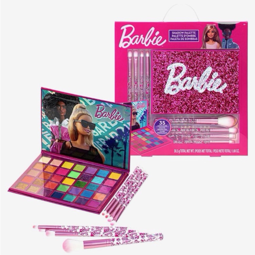 Barbie Eyeshadow Palette with 8 Application Brushes. New in Original Packaging.